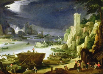 Krajina hornatého ústí (olej na mědi)